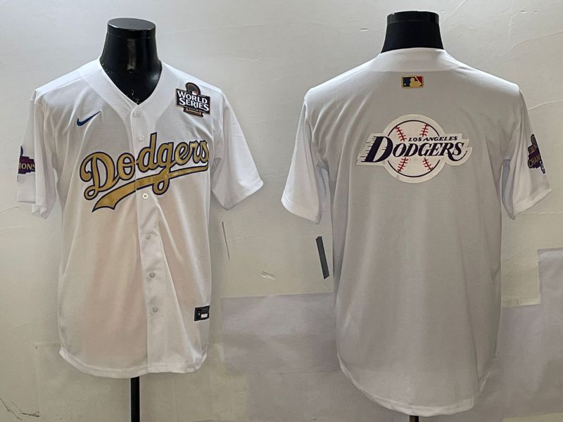 Men Los Angeles Dodgers Blank White Champion gold character 2025 Nike MLB Jersey style 26